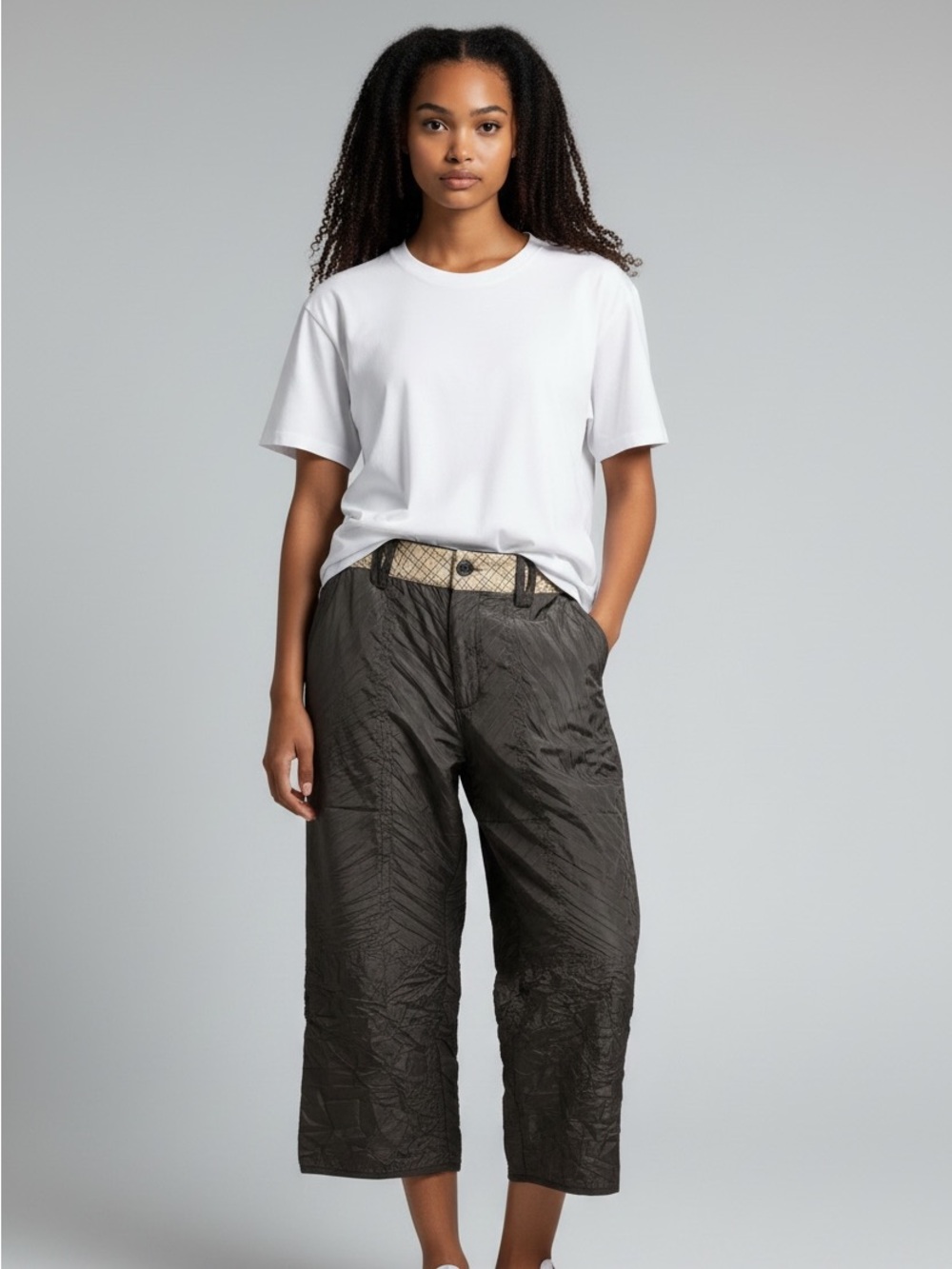 Miss Kelly Black Pleated Capris with Contrast Waistband